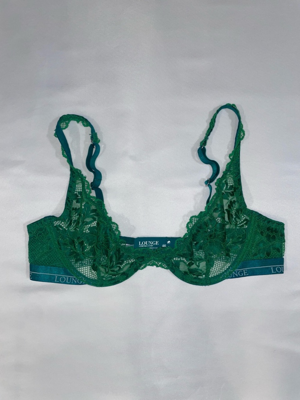 Lounge Luxe Balcony Lace Underwire Bra Green Size 34C